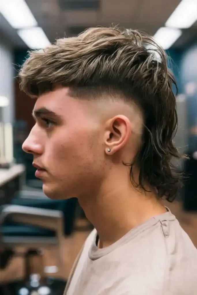 French Mullet With Skin Fade & Exposed Sideburns