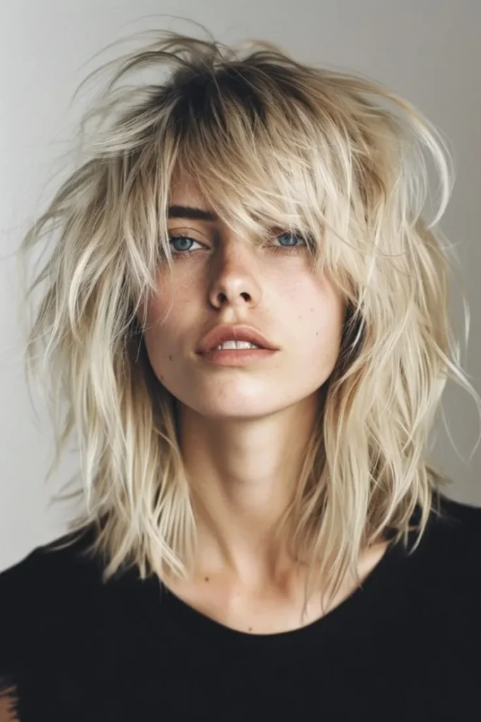 Textured Blonde Wolf Haircut