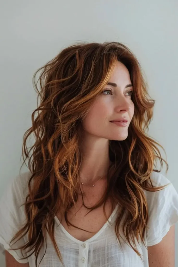 Wavy layered hair